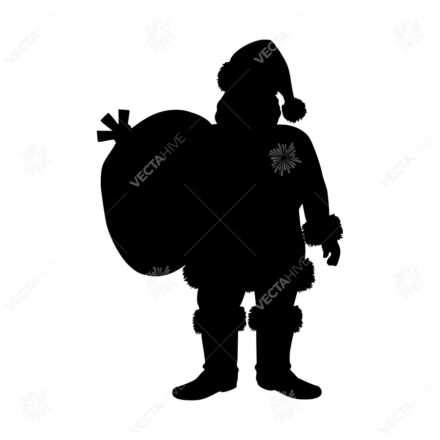Silhouette Santa Claus Christmas Gift