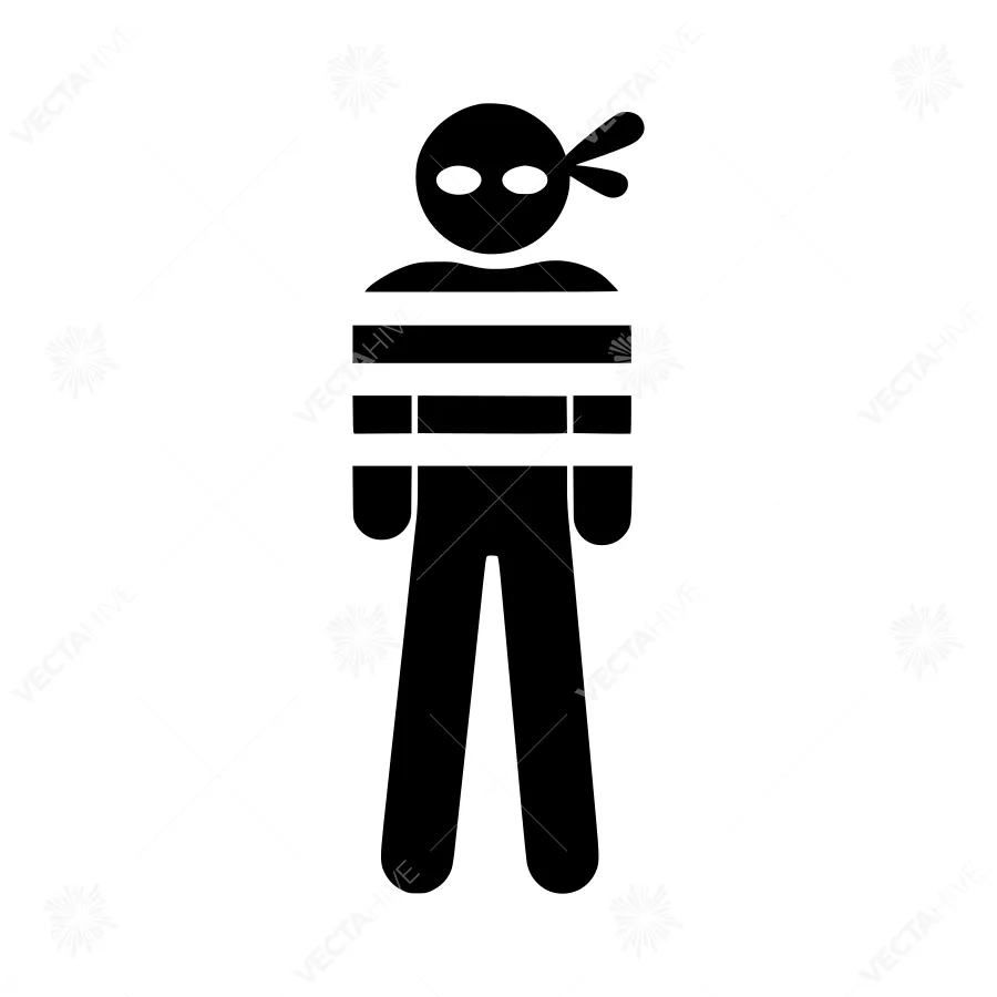Silhouette Prisoner Icon - Black Outline