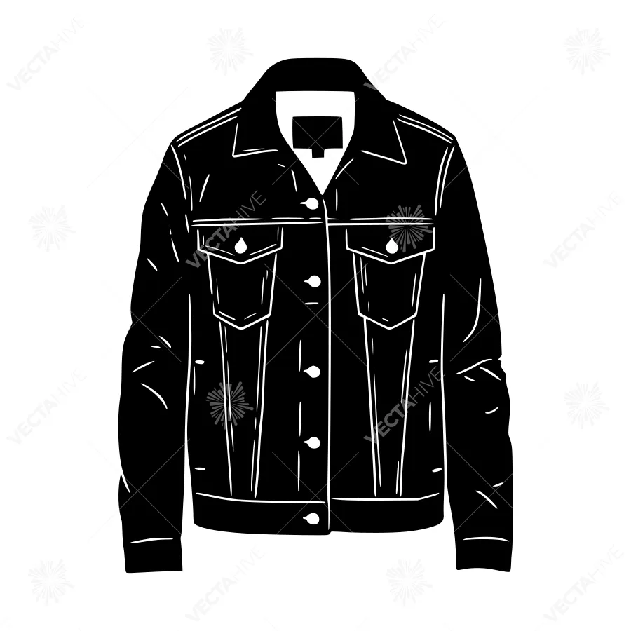 Black Denim Jacket Silhouette Vector Illustration