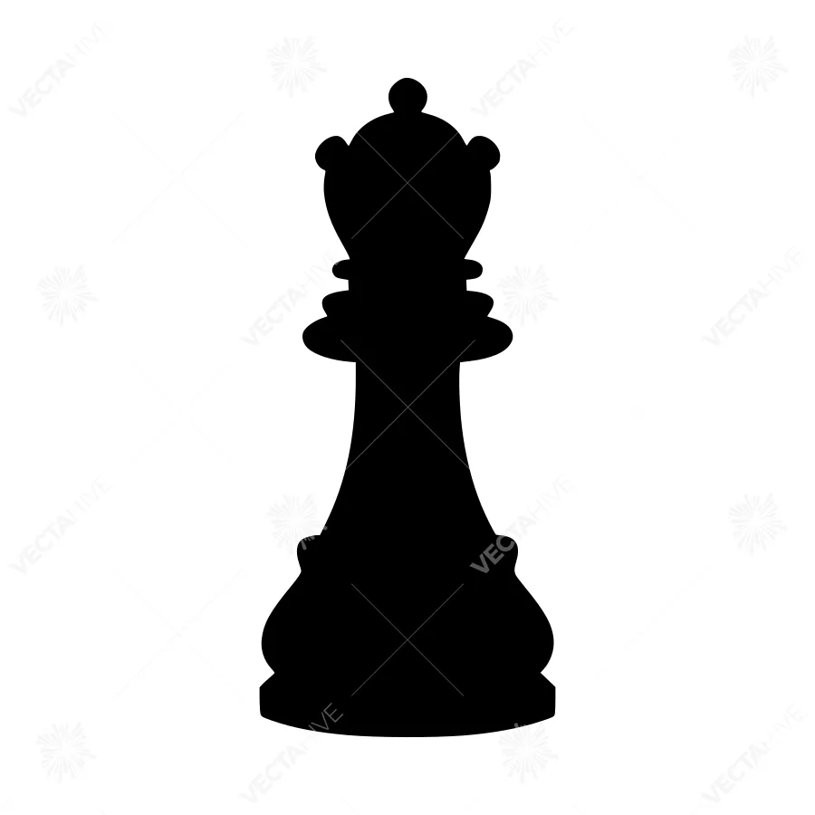Chess King Silhouette - Black on White