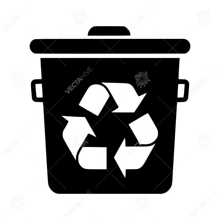Recycling Bin Icon - Black Silhouette
