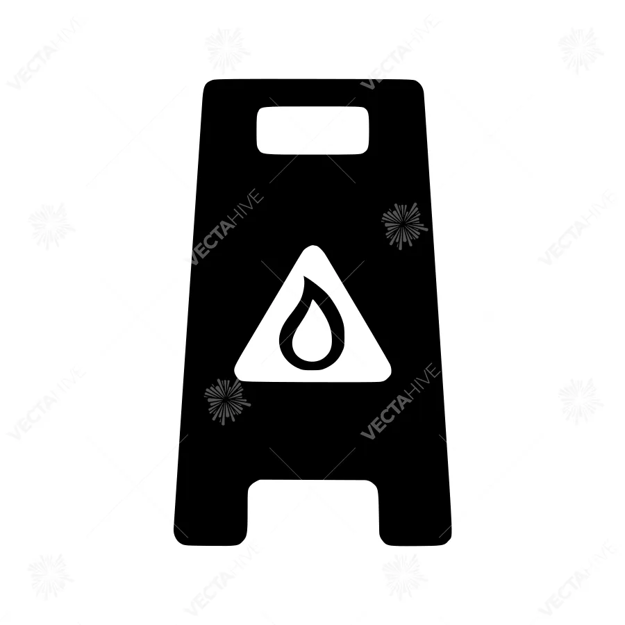 Wet Floor Warning Sign Icon - Vector Illustration