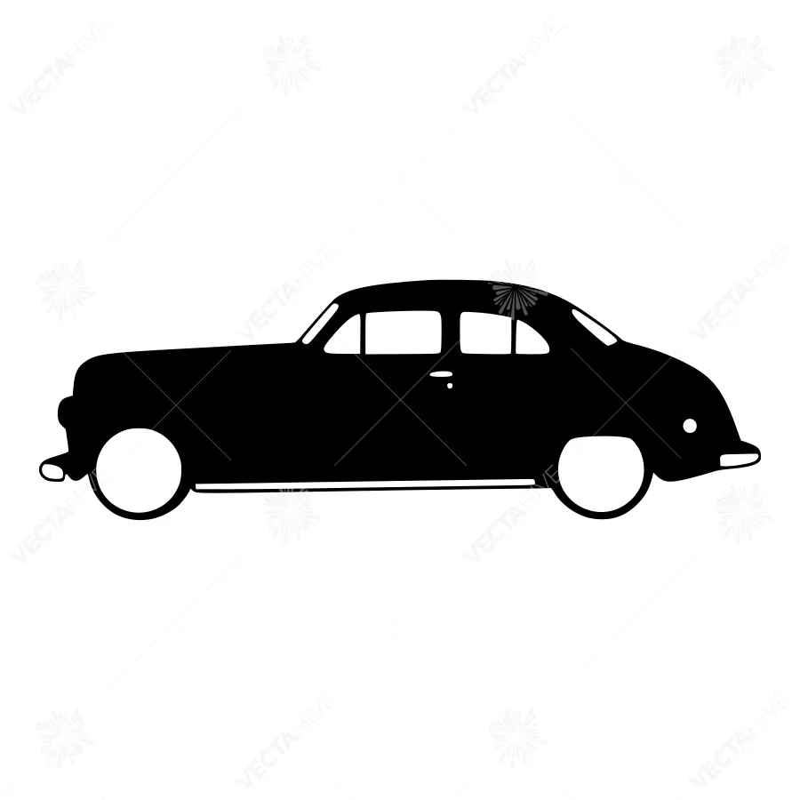 Vintage Car Silhouette Black & White