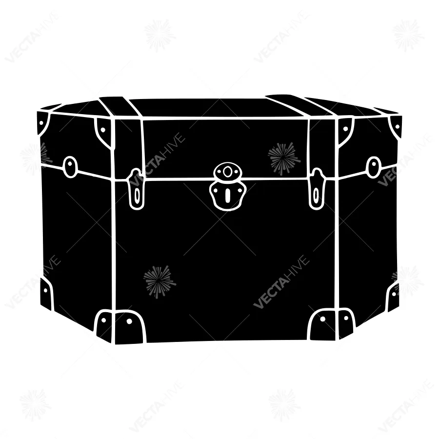 Vintage Suitcase Illustration - Black & White