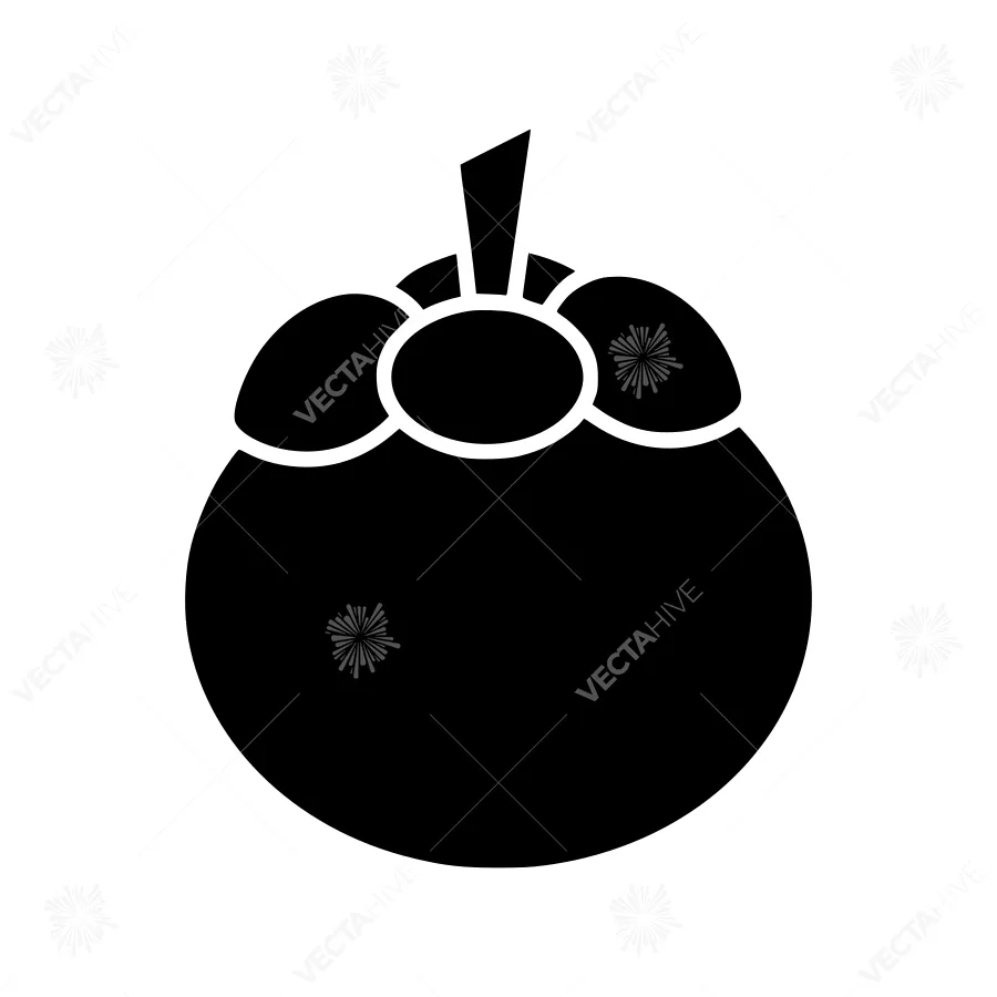Black Mangosteen Fruit Icon - Vector Illustration