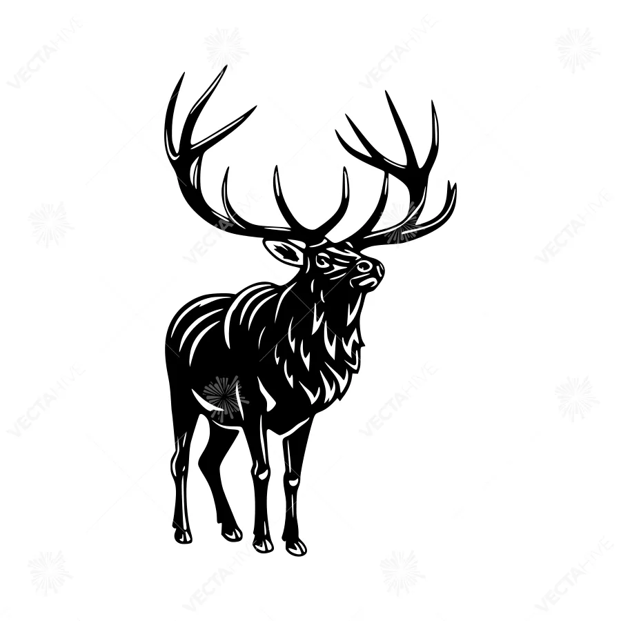 Black Silhouette Elk Illustration