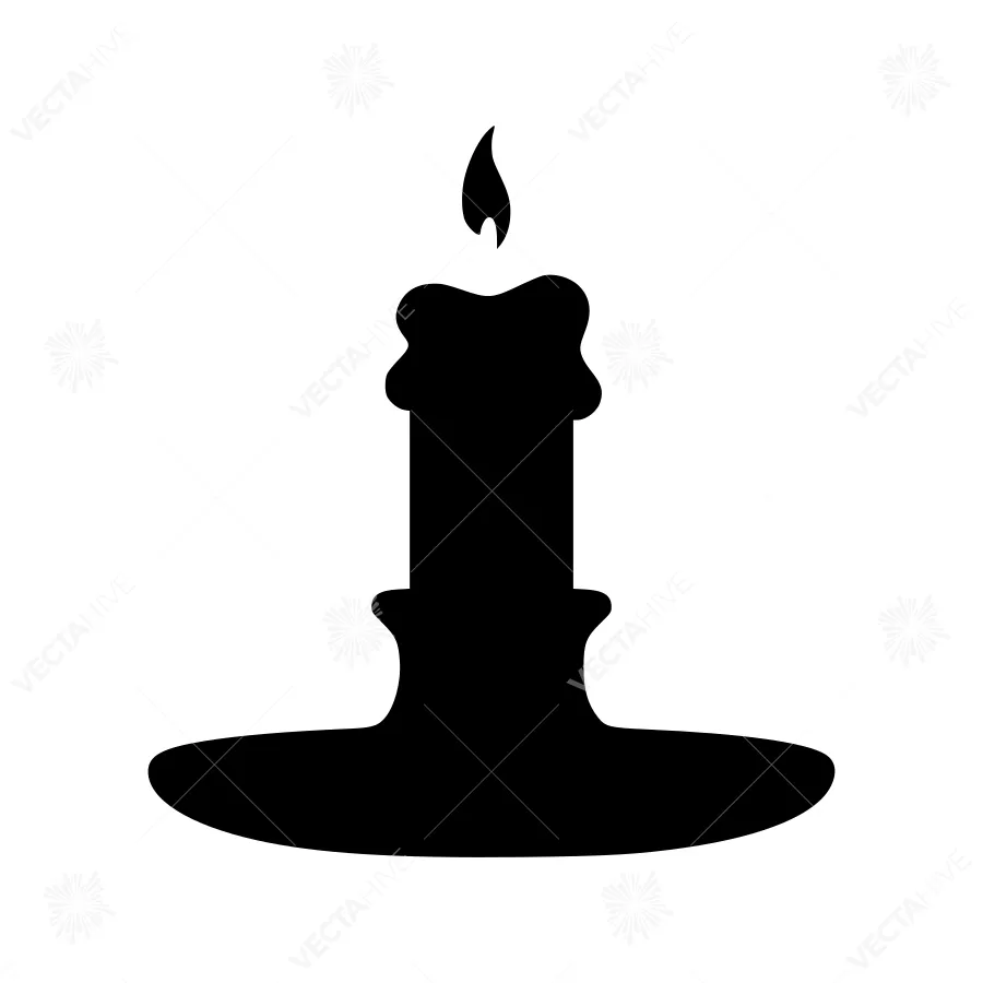 Black Silhouette Candle Flame Icon