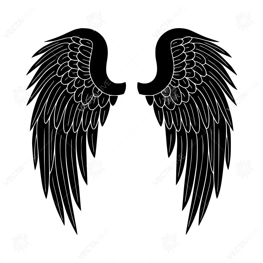 Black Angel Wings Silhouette Vector