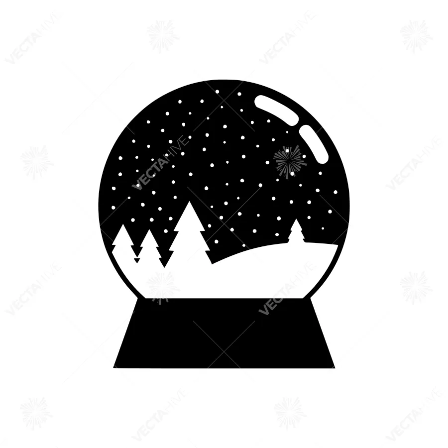 Snow Globe Winter Landscape Silhouette
