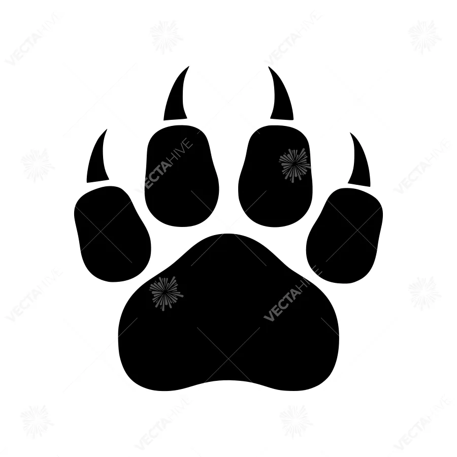 Black Paw Print Icon - Vector Illustration