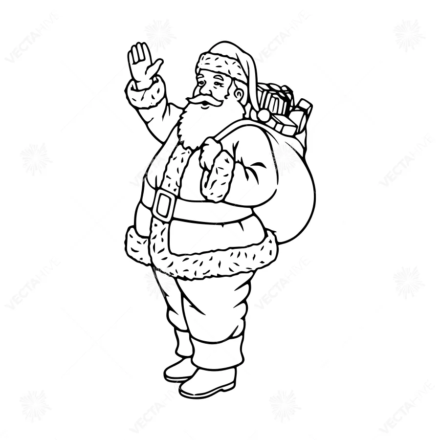 Santa Claus Outline Illustration - Christmas Vector