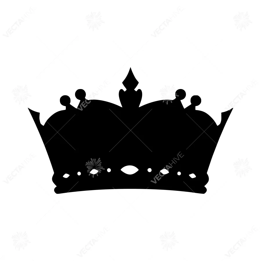 Black Crown Silhouette Vector Icon