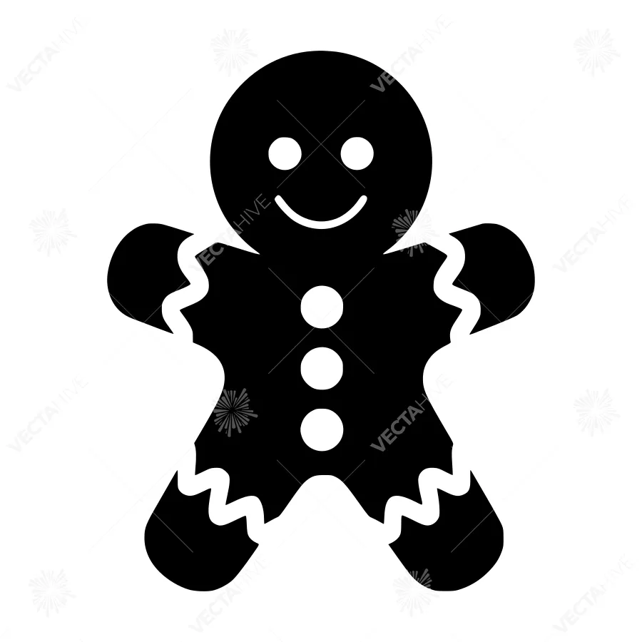 Black Gingerbread Man Icon - Vector Illustration