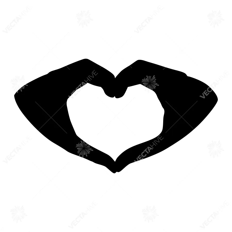 Hands Forming Heart Shape - Black Silhouette