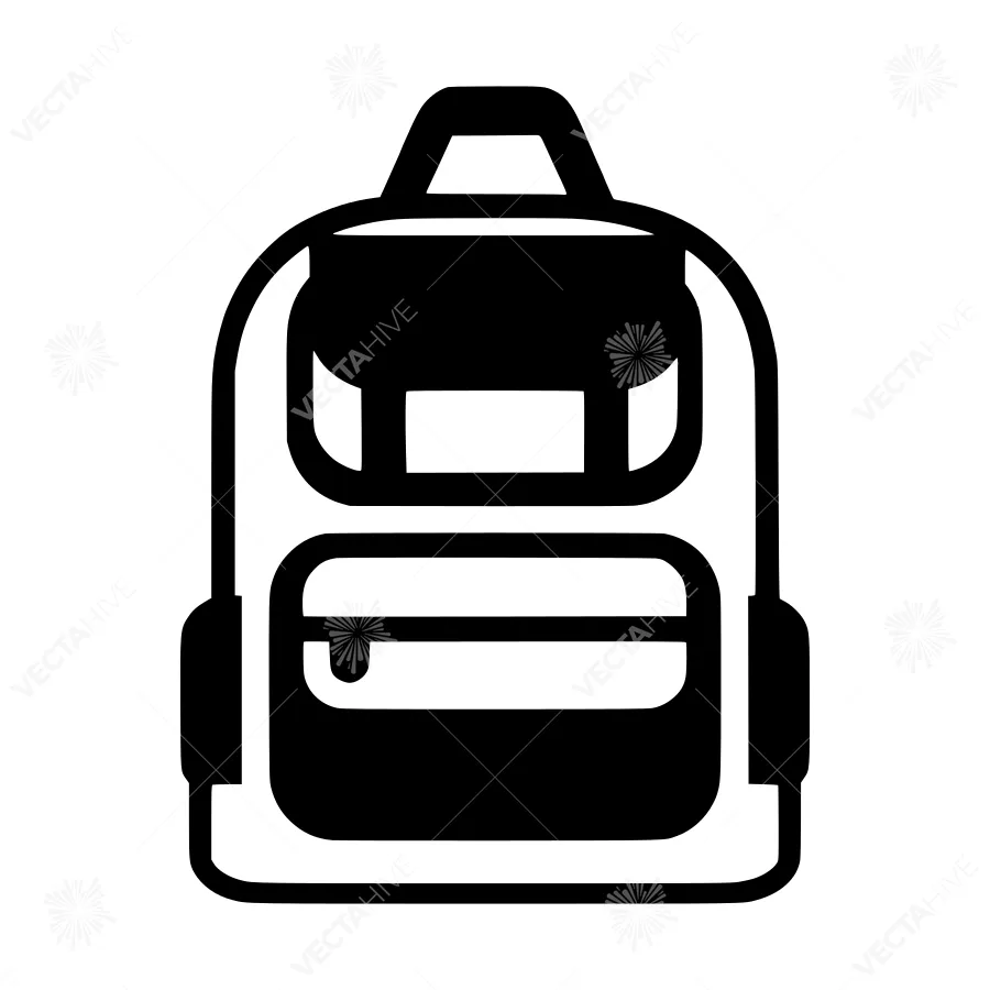 Black Backpack Icon - Vector Illustration
