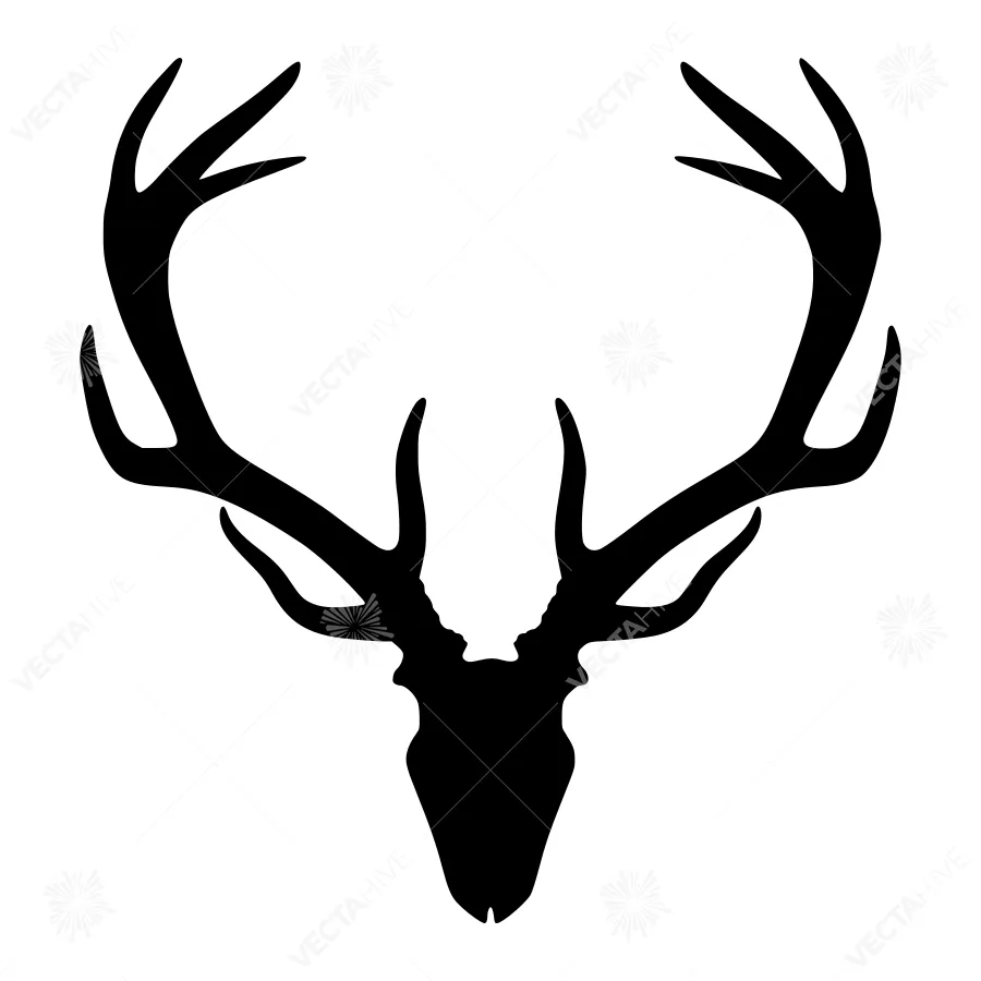 Black Deer Head Silhouette Vector Graphic