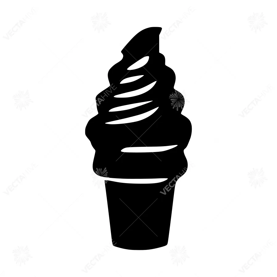 Black Ice Cream Cone Silhouette