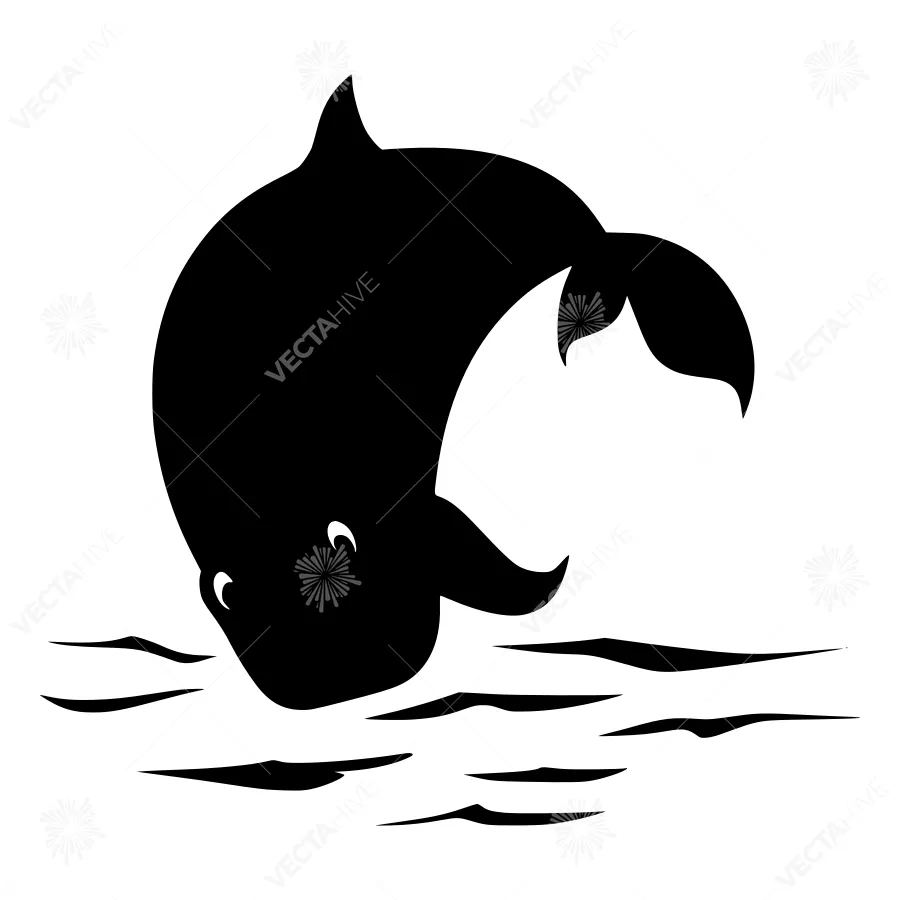 Silhouette Dolphin Wave Graphic