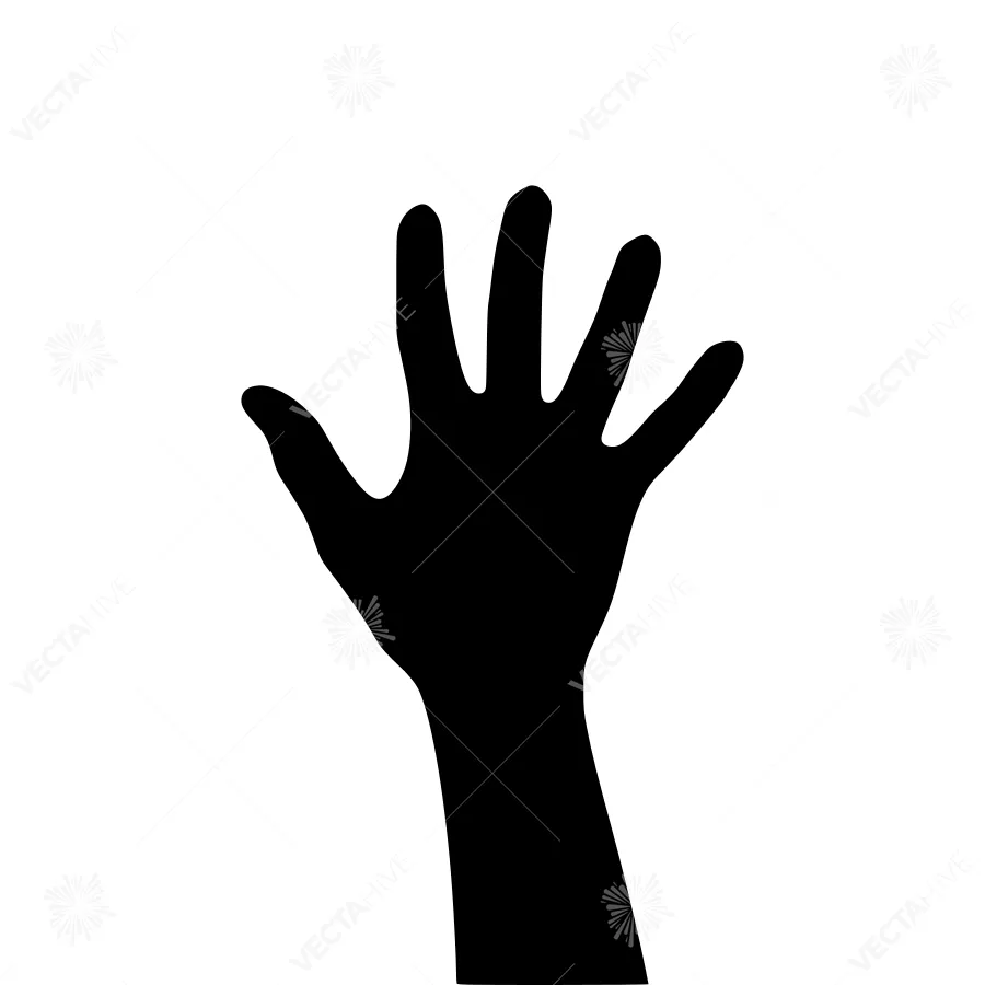 Raised Hand Silhouette Vector Illustration