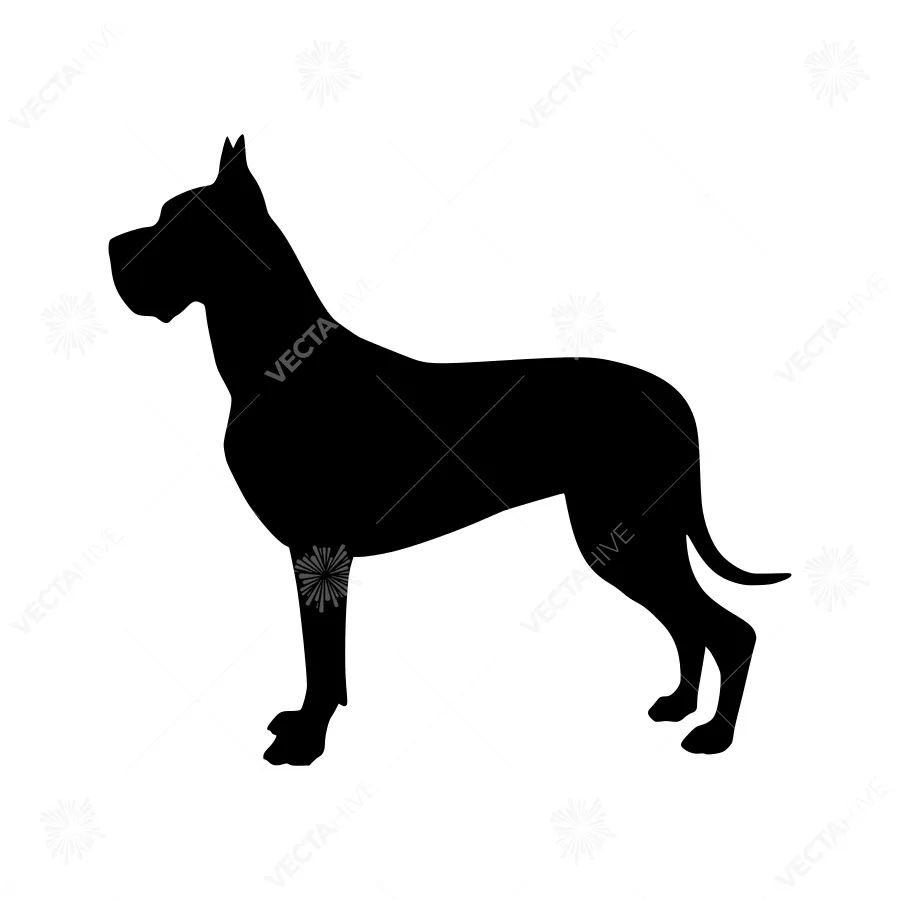 Great Dane Silhouette - Black Animal Vector