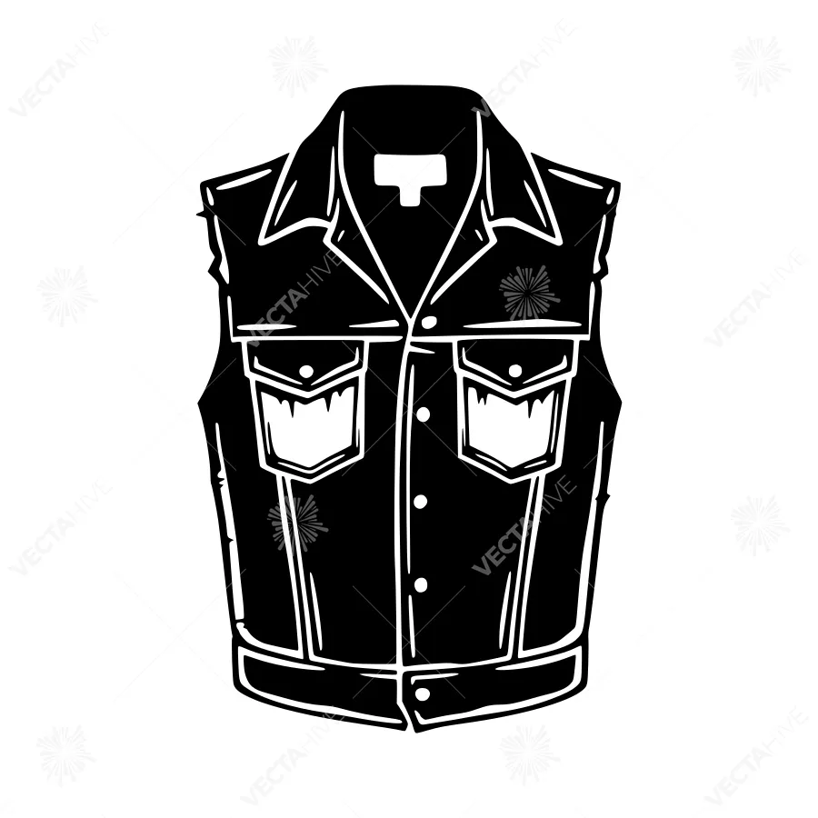Black Denim Vest Vector Illustration