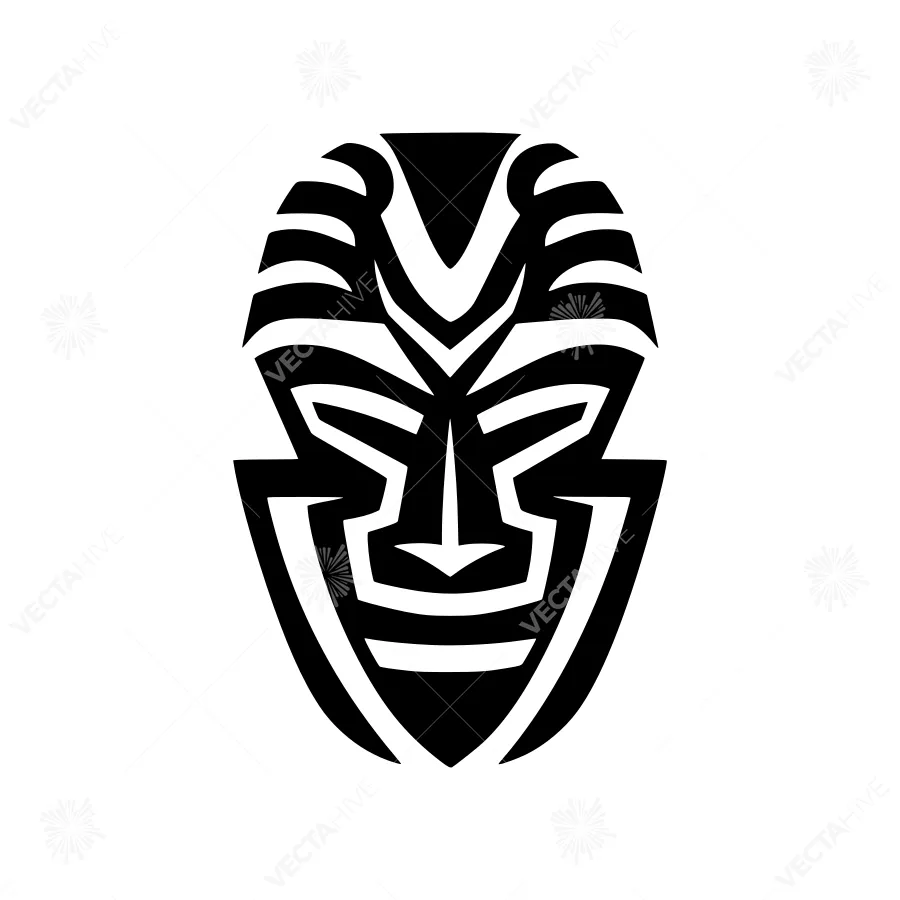 Tribal Mask Icon - Black Silhouette