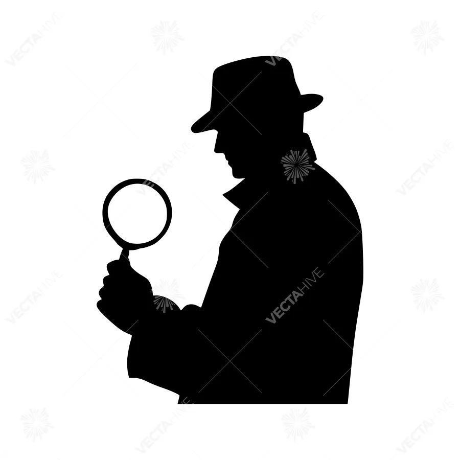 Silhouette Detective with Magnifying Glass