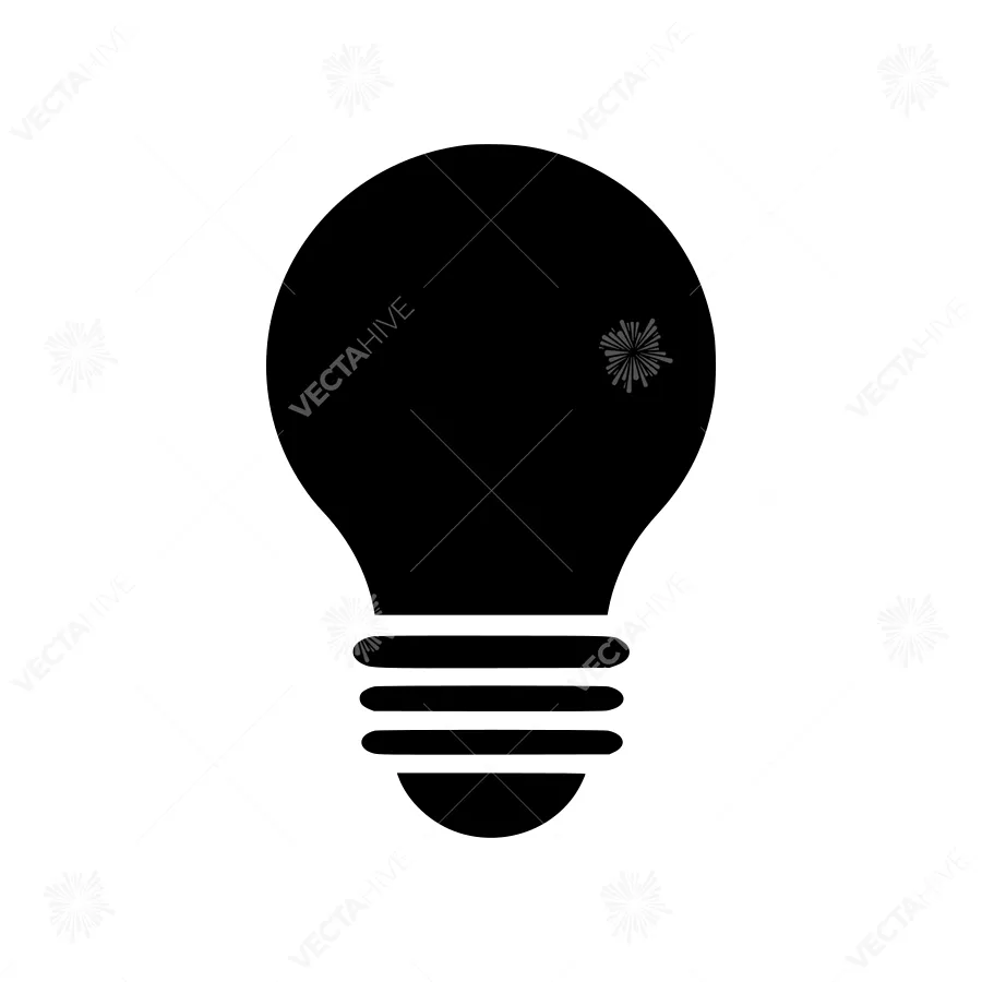 Black Lightbulb Icon - Simple Vector Illustration