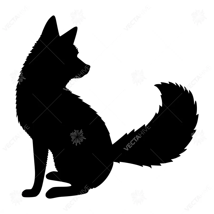 Black Silhouette Fox Sitting