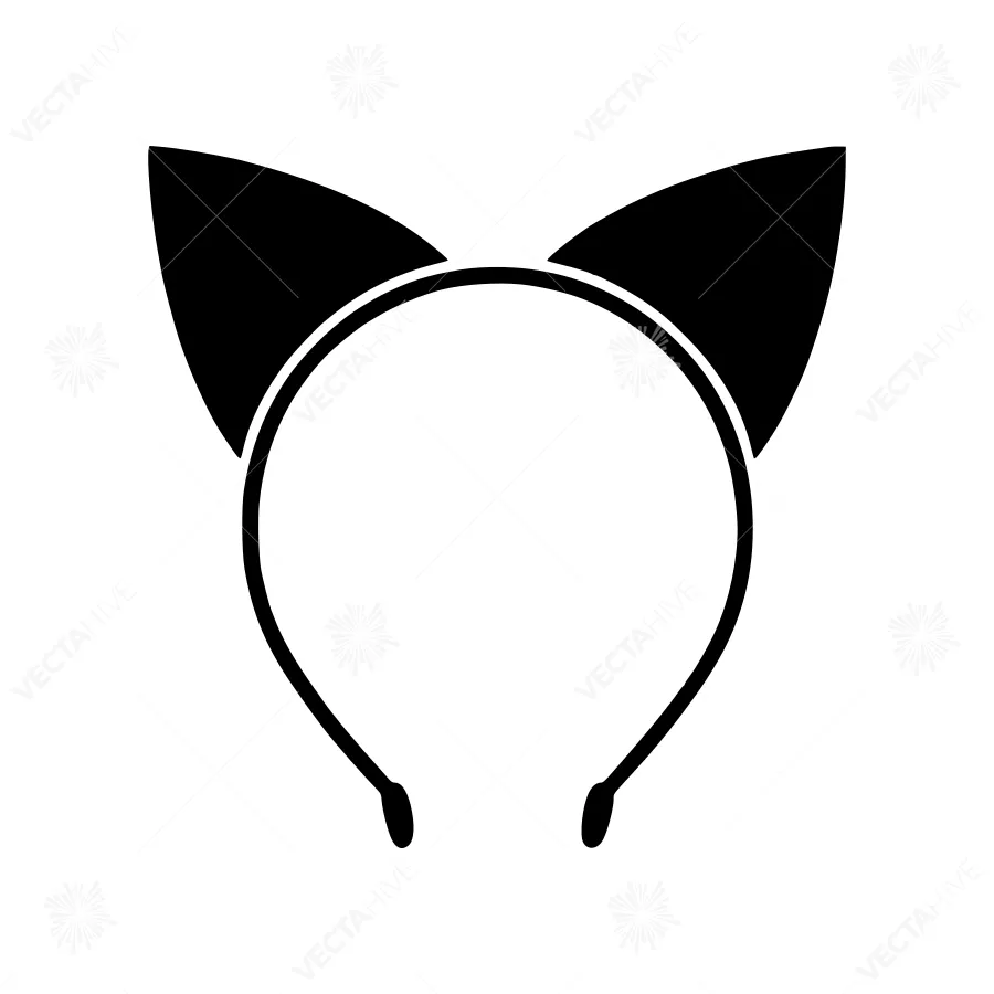 Black Cat Headband Icon - Vector Illustration