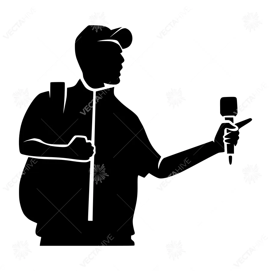 Silhouette Speaker - Black & White Illustration