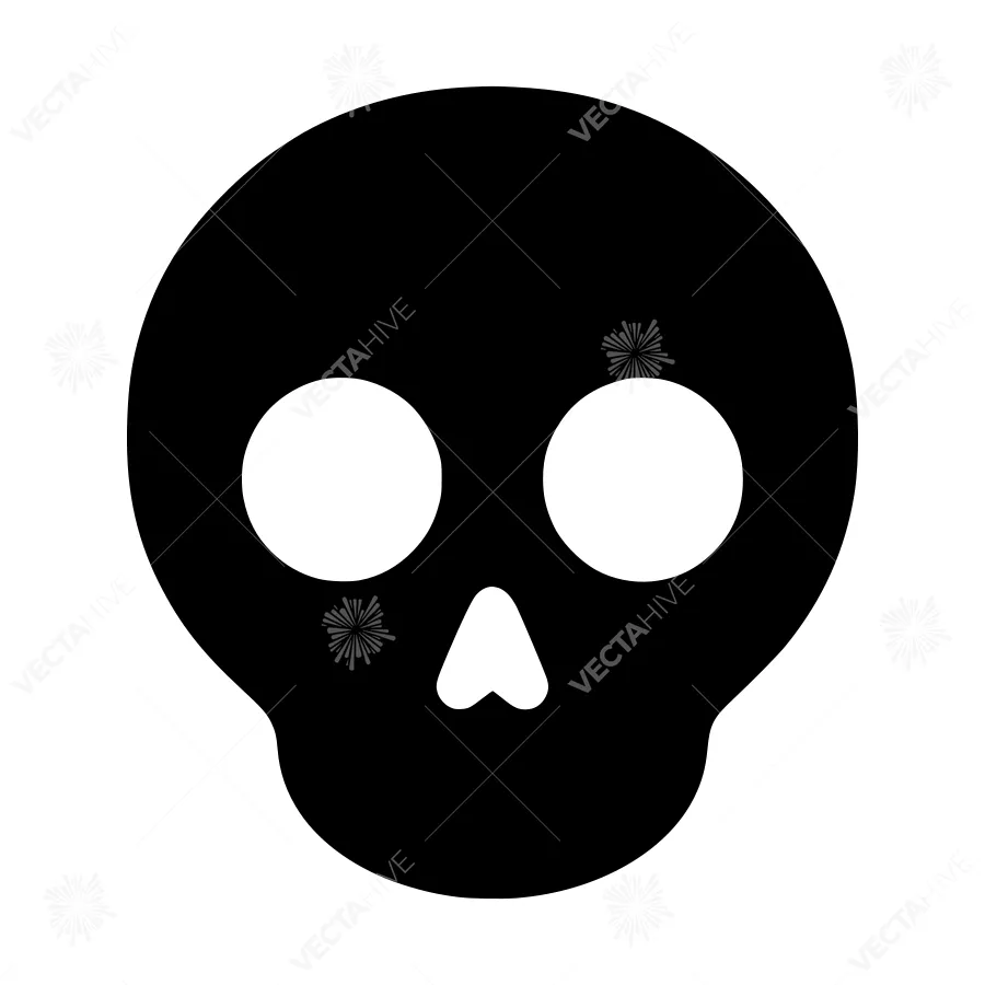 Black Skull Icon - Minimalist Vector Illustration