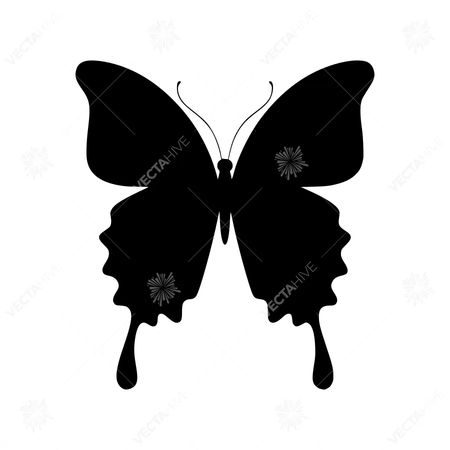 Black Butterfly Silhouette Vector Icon