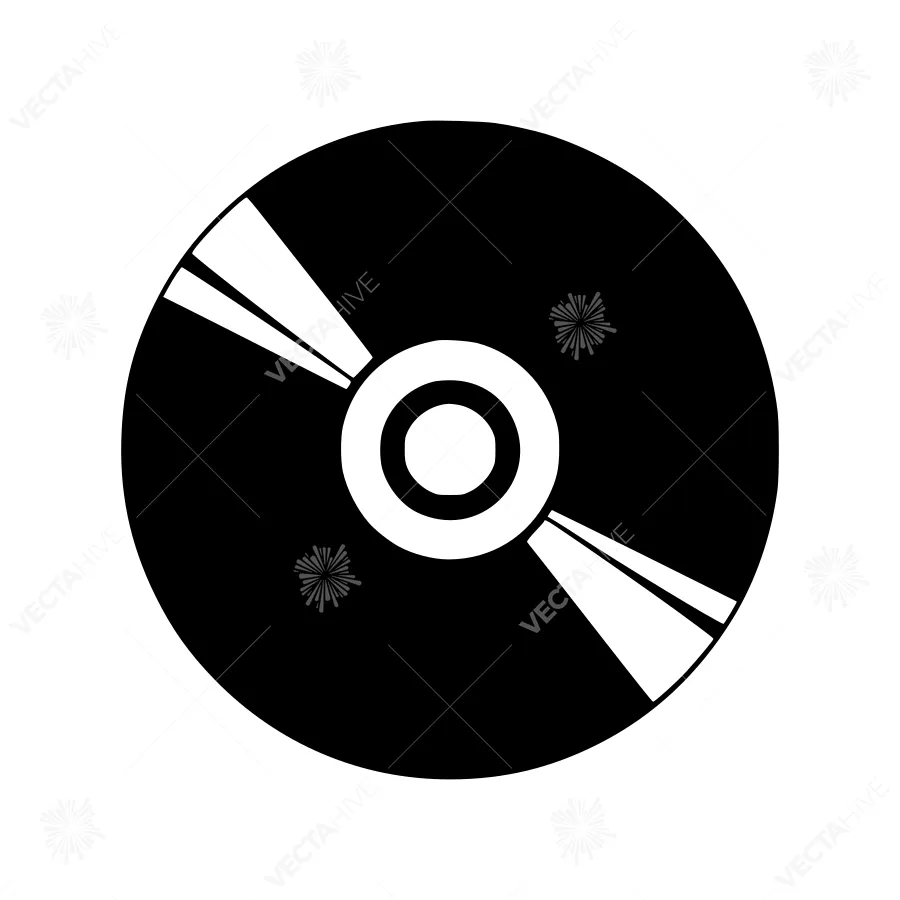 Black & White CD Icon - Minimalist Vector