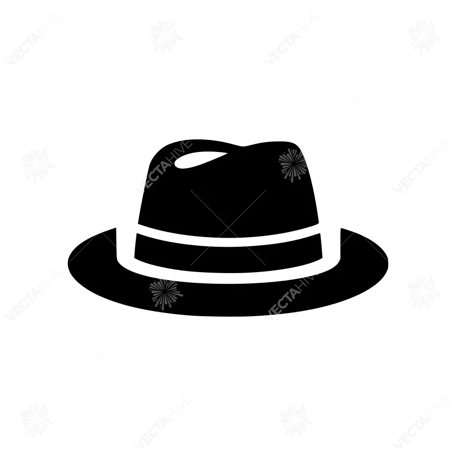 Black Fedora Hat Icon - Vector Illustration