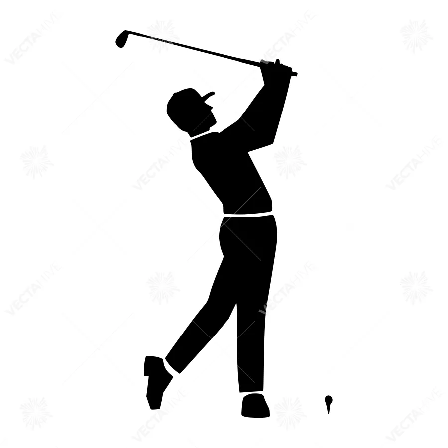 Silhouette Golf Swing - Black Outline