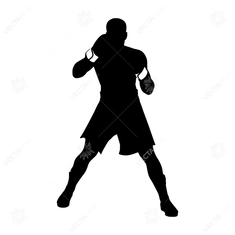 Boxing Silhouette - Black Outline Vector