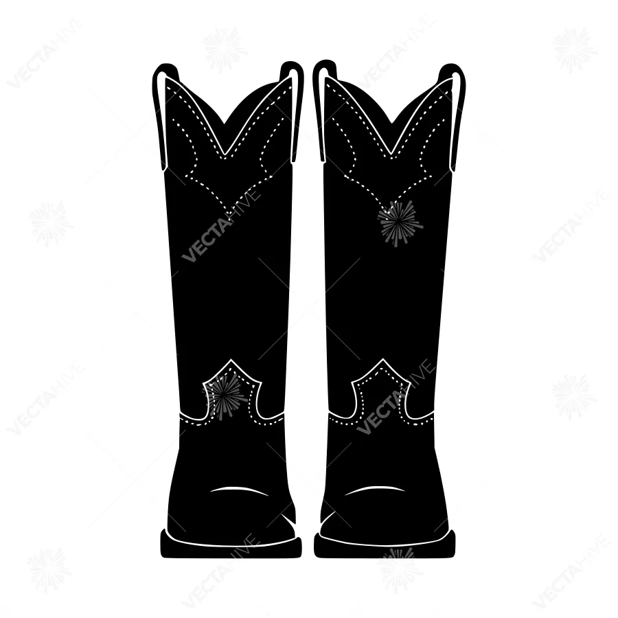 Black Cowboy Boots Silhouette Vector