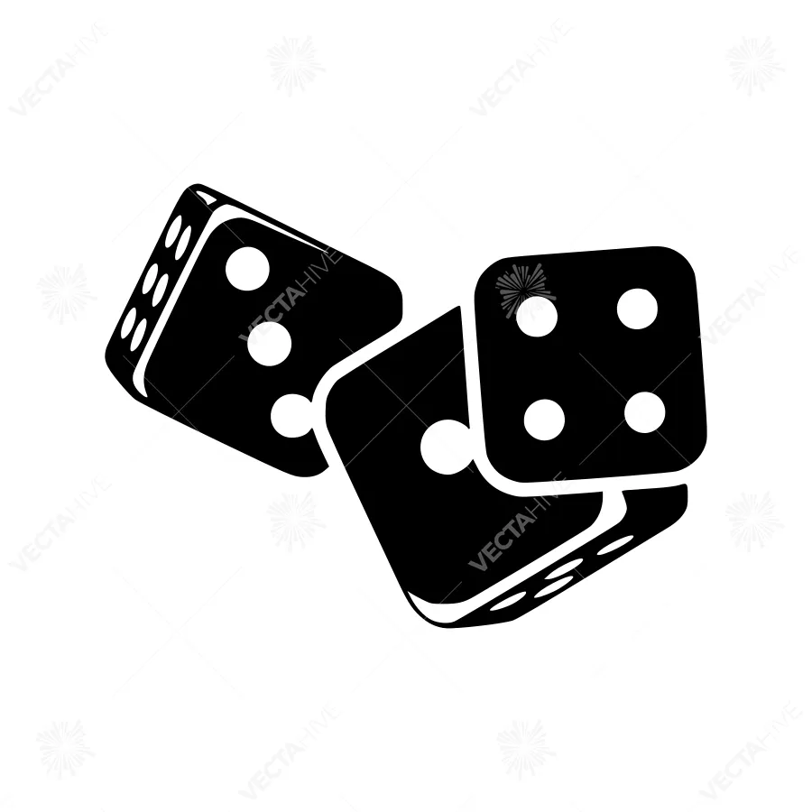 Black Dice Stack - Vector Illustration