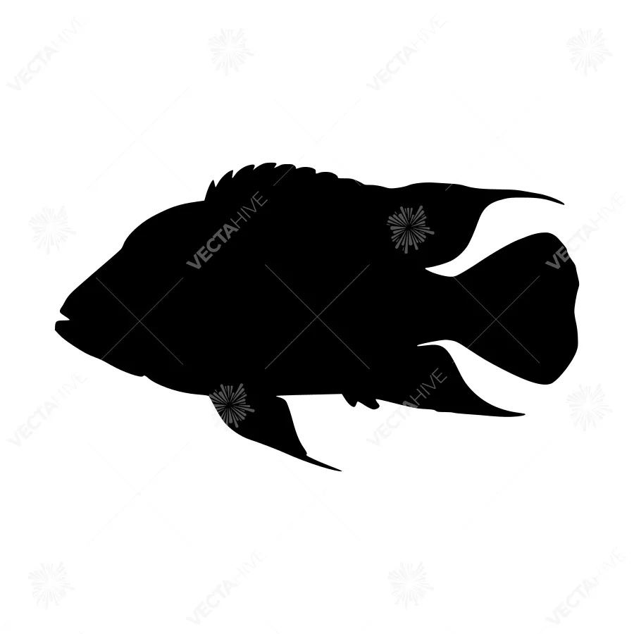 Black Silhouette Fish Vector Graphic