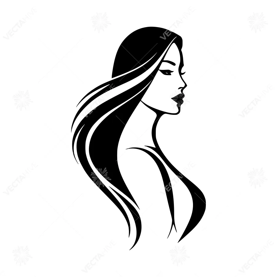 Elegant Black Silhouette Woman Portrait