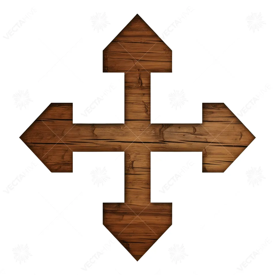 Wooden Cross Directional Sign Icon