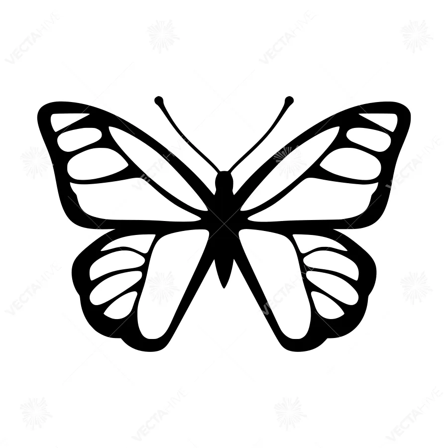Black Butterfly Outline Vector Icon