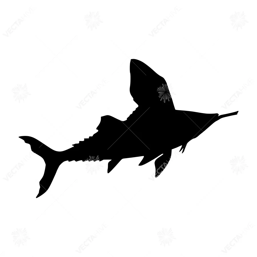 Silhouette Marlin Fish Vector Graphic