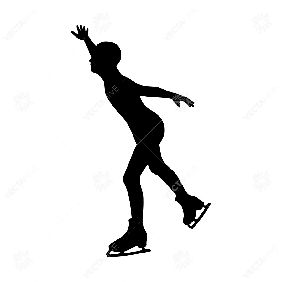 Silhouette Ice Skater Dynamic Pose