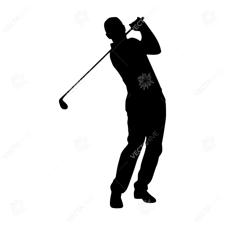 Silhouette Golf Player Swinging Club