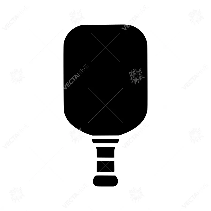 Pickleball Paddle Icon - Black Silhouette