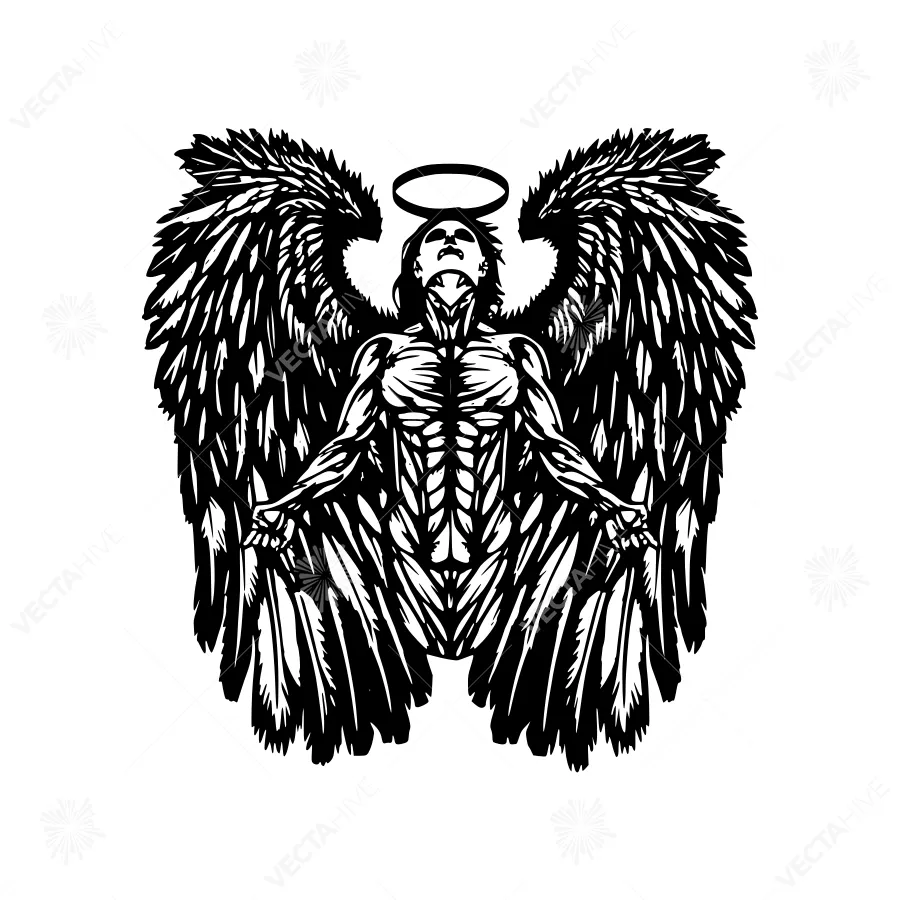 Black Angel Illustration - Winged Figure