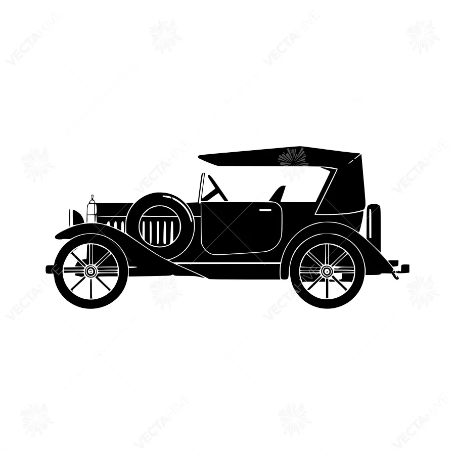 Vintage Car Silhouette Black & White