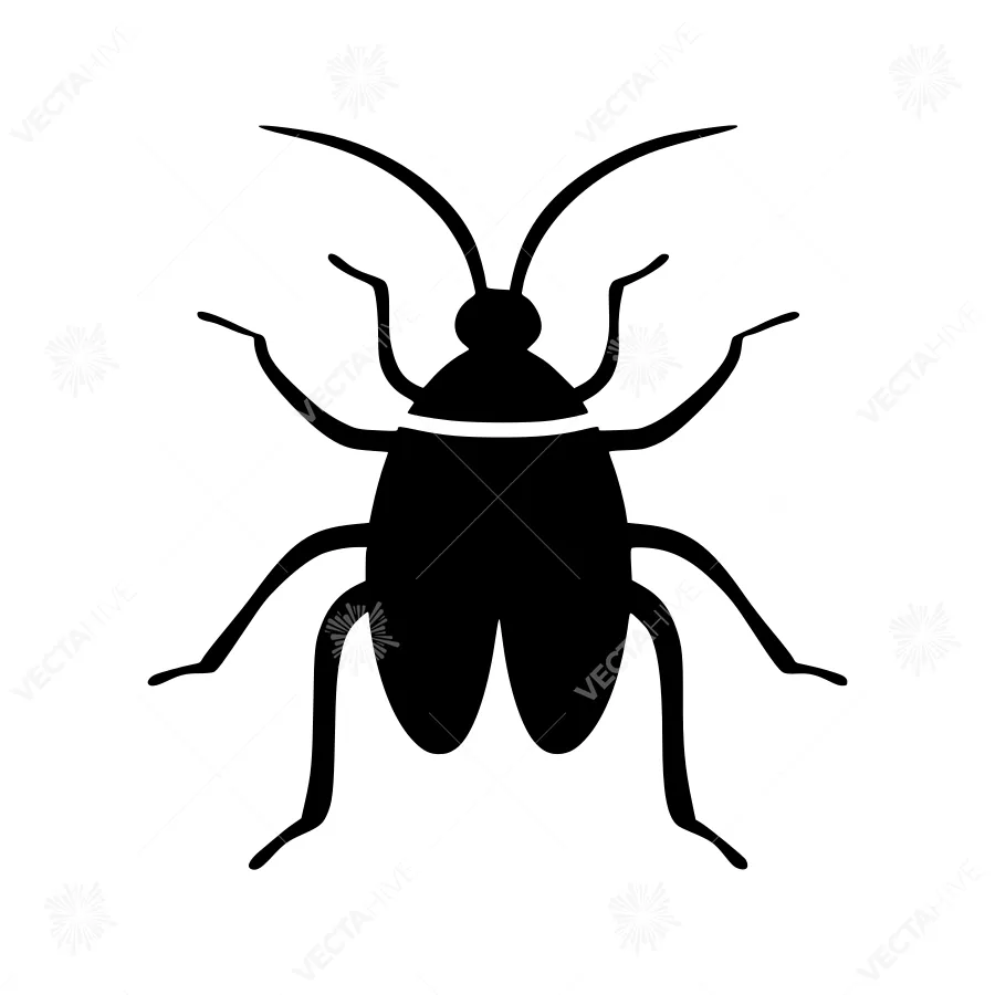 Black Roach Insect Icon - Simple Vector Graphic